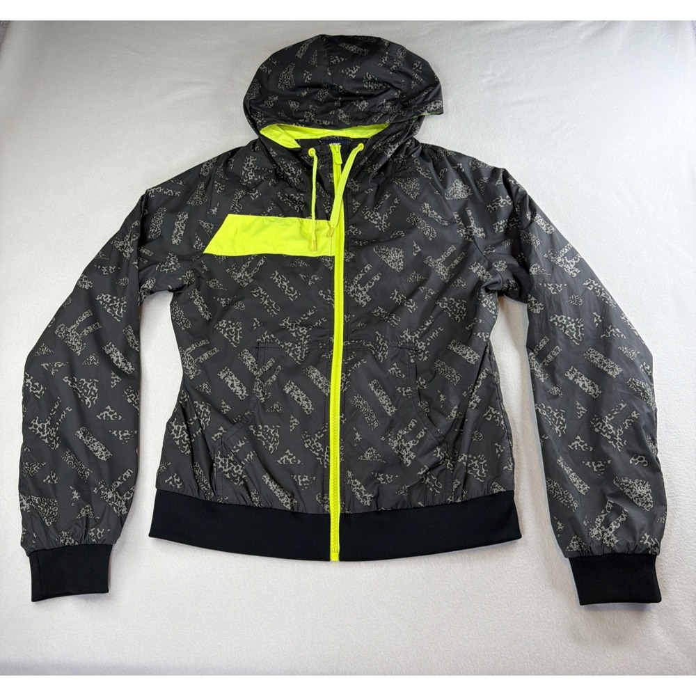 Nike Womens M Windrunner Jacket Gray Volt Reflective Hooded Full Zip Running